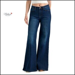 High Waist Wide Leg Flare Jeans, Stretch Denim, Size 0-18, 32" Inseam